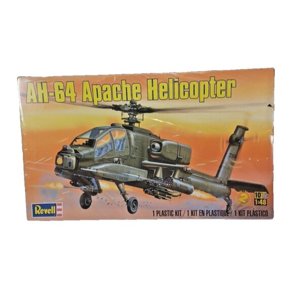 1/48 Scale Revell, AH-64 Apache Helicopter Model #85-6665  Sealed Distressed Box - Picture 1 of 6